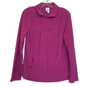 Fuda 1/4 Zip Pullover Womens Size Large L Pink Fleece ‎ Long Sleeve Waffle